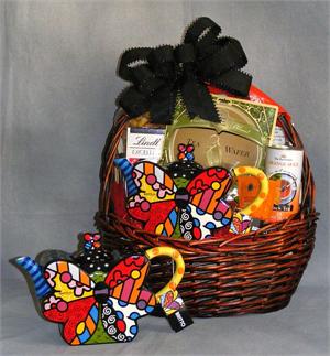 Romero Britto Butterfly Teapot Gift Basket