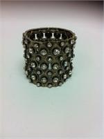 Crystal Armor Stretch Bracelet in Antique Gold