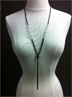 Black chains and clear crystals knotted necklace