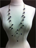 Purple crystals on 3 gold chains Necklace