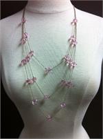 3 strands of Pink Crystals on a Gold Chain