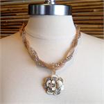 Champagne Flower Necklace and Earring Set