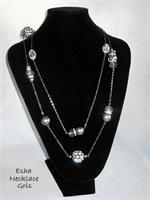 Esha Double Strand Necklace with beads, pearls and crystals