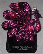 Majestic Crystal Peacock Ring in Pink and Purple