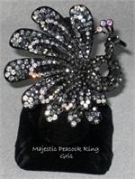 Gris Crystal Peacock Ring
